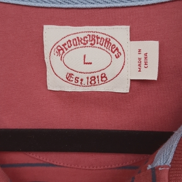 L BROOKS BROTHERS RED SALMON POLO SHIRT WITH HORIZONTAL STRIPES - Picture 5 of 7